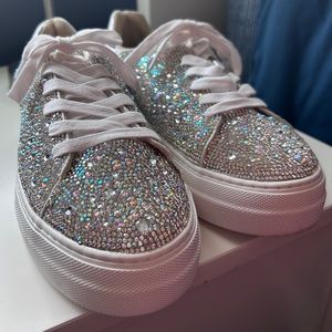 Betsy Johnson Crystal Embellished Sneaker - Silver